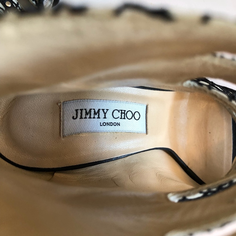 Jimmy Choo Lace Up Peep Toe Sandals - Picture 7 of 7